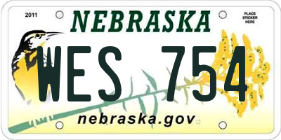 NE license plate WES754