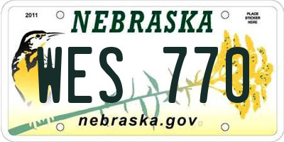 NE license plate WES770