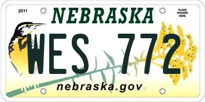NE license plate WES772