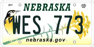 NE license plate WES773