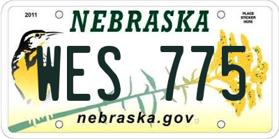 NE license plate WES775