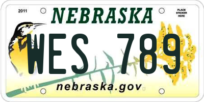 NE license plate WES789