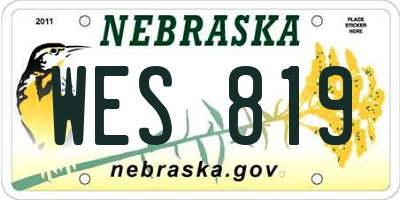 NE license plate WES819