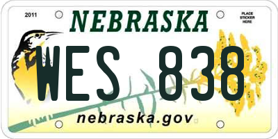 NE license plate WES838