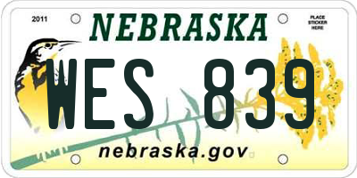 NE license plate WES839