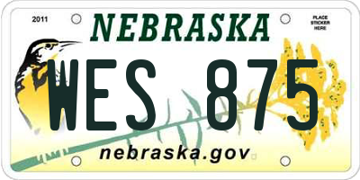 NE license plate WES875