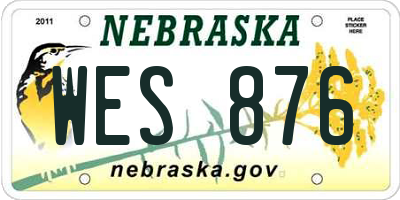 NE license plate WES876