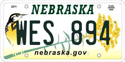 NE license plate WES894