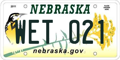 NE license plate WET021