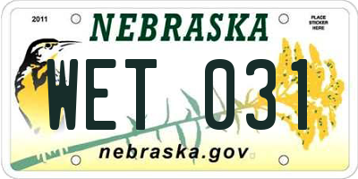 NE license plate WET031