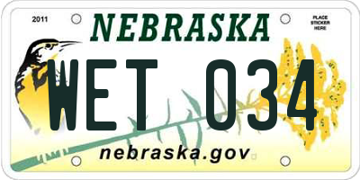 NE license plate WET034