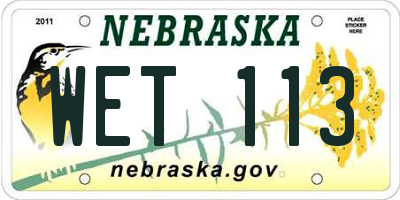 NE license plate WET113