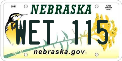 NE license plate WET115