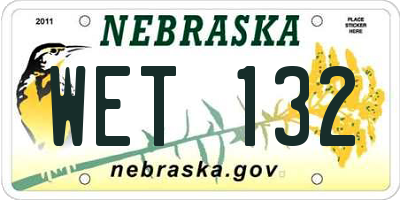NE license plate WET132
