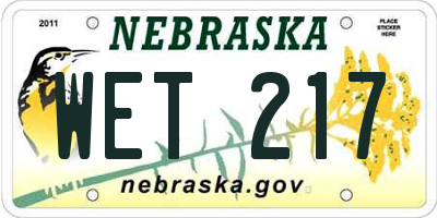 NE license plate WET217