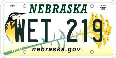 NE license plate WET219