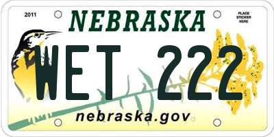 NE license plate WET222