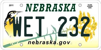 NE license plate WET232