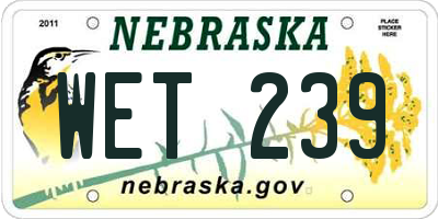 NE license plate WET239