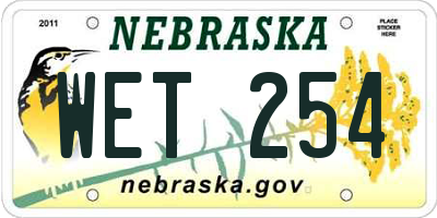 NE license plate WET254