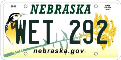 NE license plate WET292