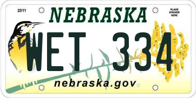 NE license plate WET334