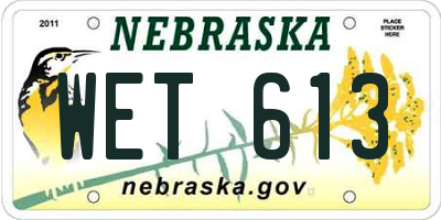 NE license plate WET613