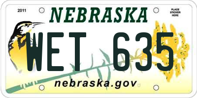 NE license plate WET635