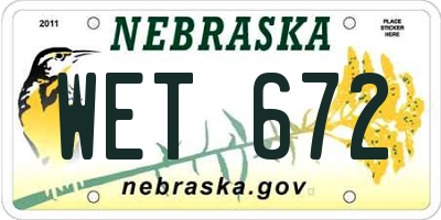 NE license plate WET672