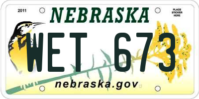 NE license plate WET673