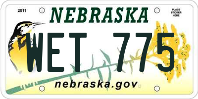 NE license plate WET775