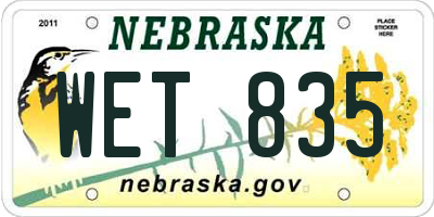 NE license plate WET835