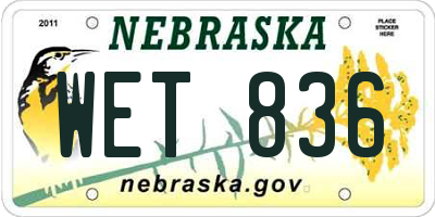 NE license plate WET836