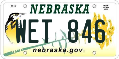 NE license plate WET846