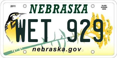 NE license plate WET929