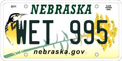 NE license plate WET995