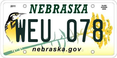 NE license plate WEU078
