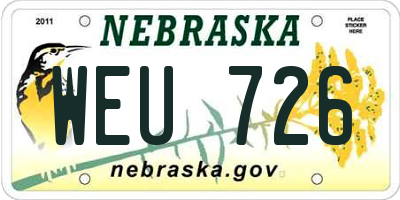 NE license plate WEU726