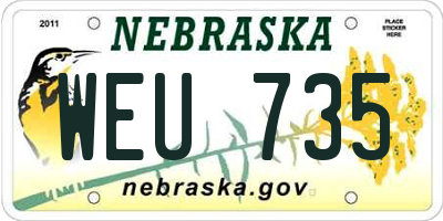 NE license plate WEU735