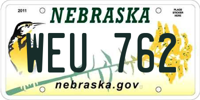 NE license plate WEU762