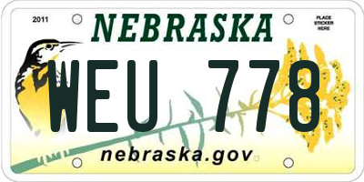 NE license plate WEU778