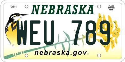 NE license plate WEU789