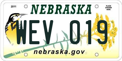NE license plate WEV019