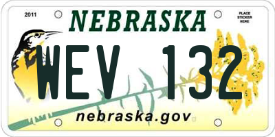NE license plate WEV132