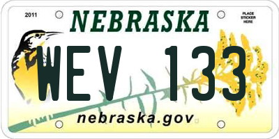 NE license plate WEV133
