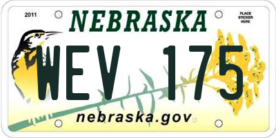 NE license plate WEV175