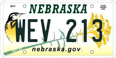 NE license plate WEV213