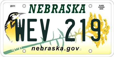 NE license plate WEV219
