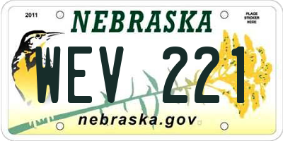 NE license plate WEV221