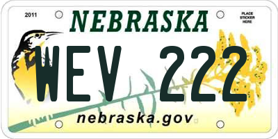 NE license plate WEV222
